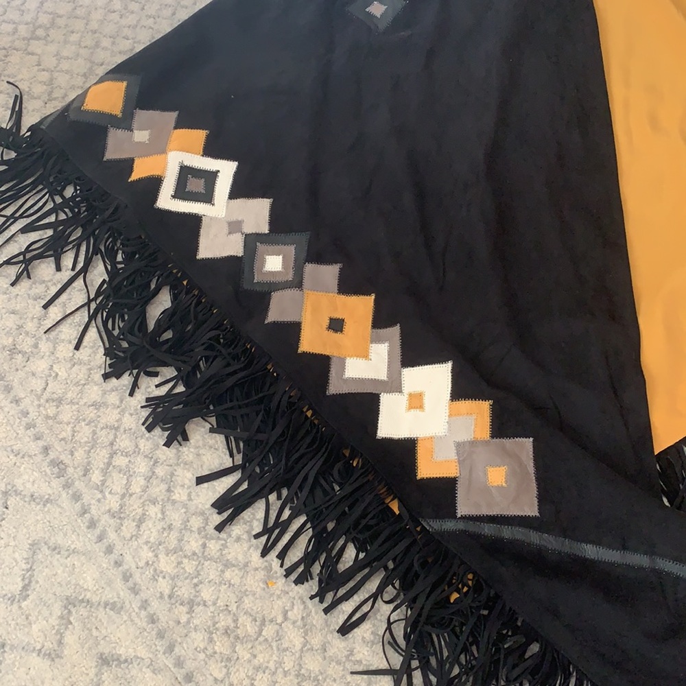 Vintage Suede and silk shawl - Picture 3 of 4